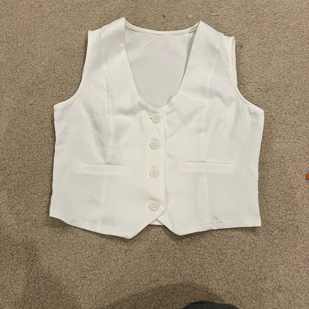 White Button-Up Vest